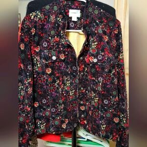 #040 Christopher & Banks Floral Corduroy Stretch Waist Jacket. sze. M